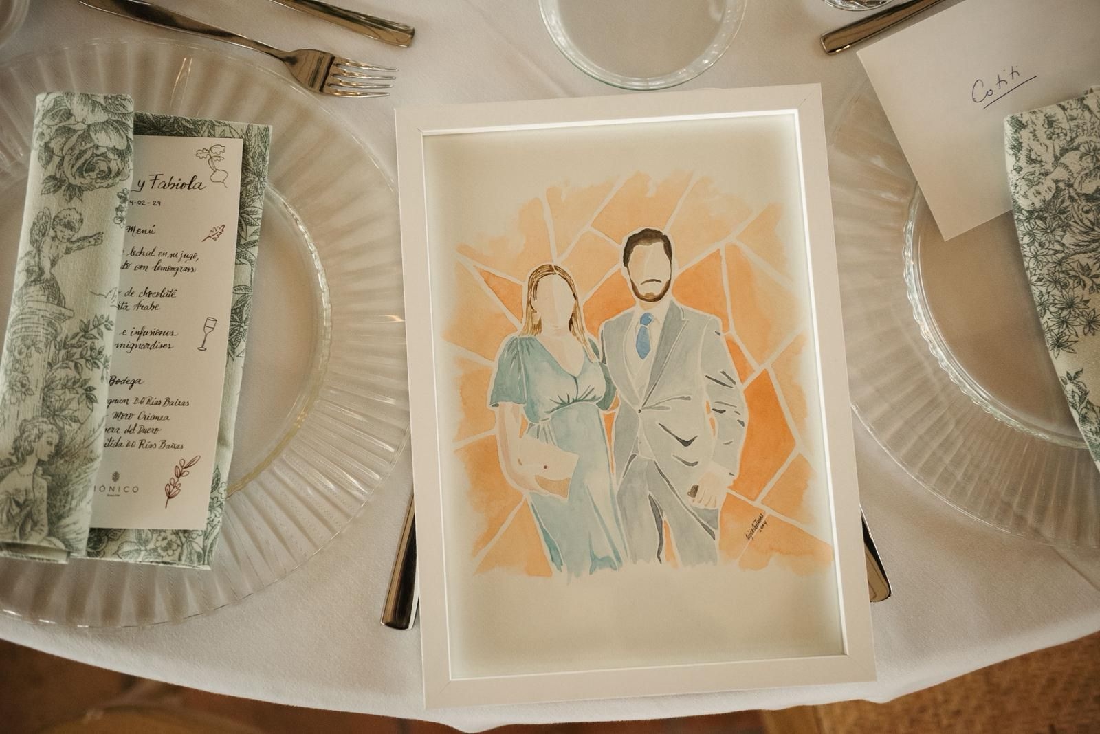 Retrato de Pareja en acuarela Acuarela (Basado en foto) - imagen 8