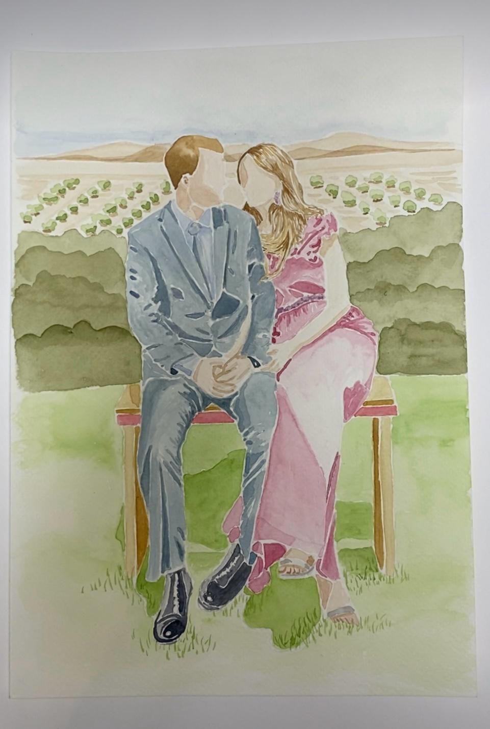 Retrato de Pareja en acuarela Acuarela (Basado en foto) - imagen 9