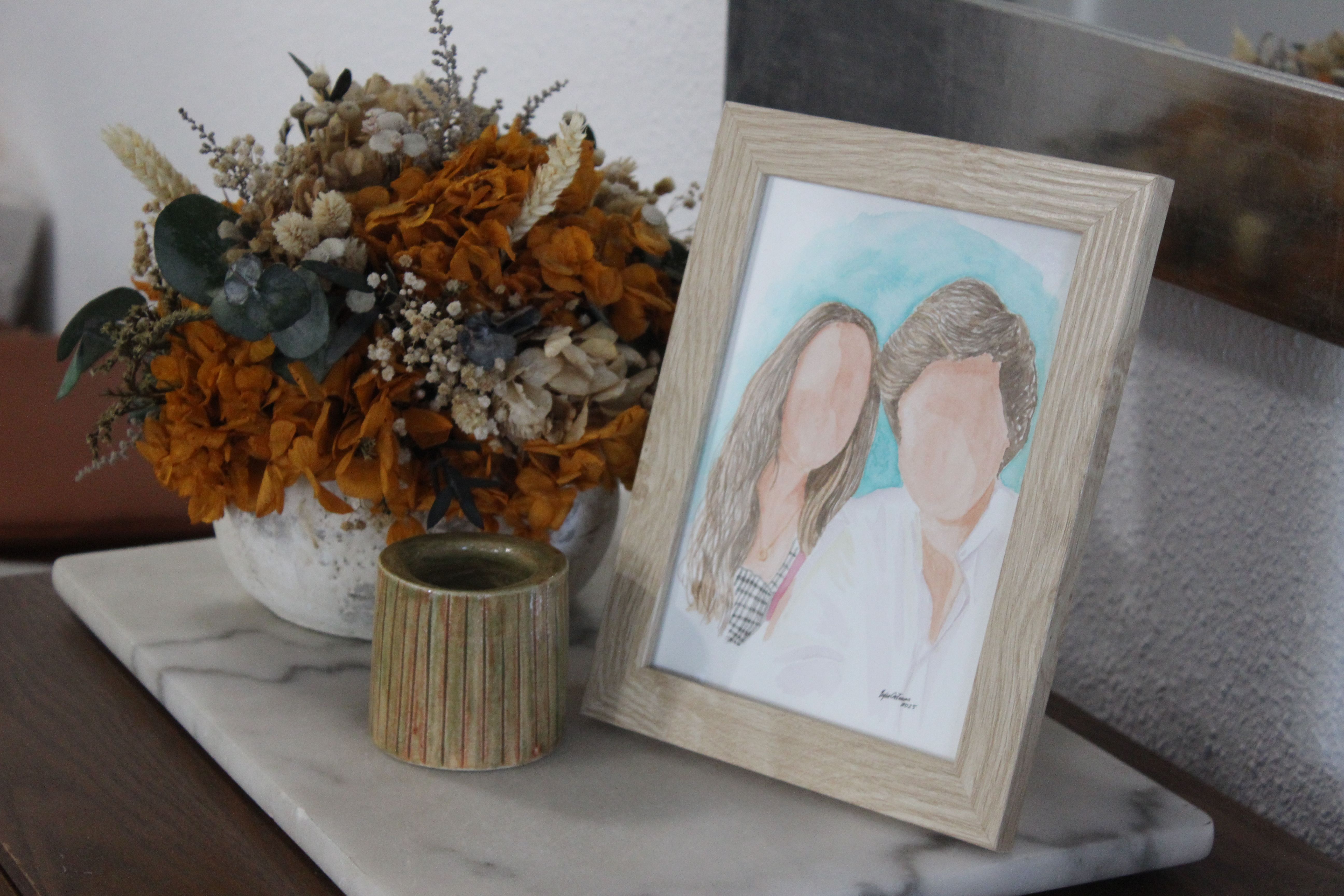 Retrato de Pareja en acuarela Acuarela (Basado en foto) - imagen 6