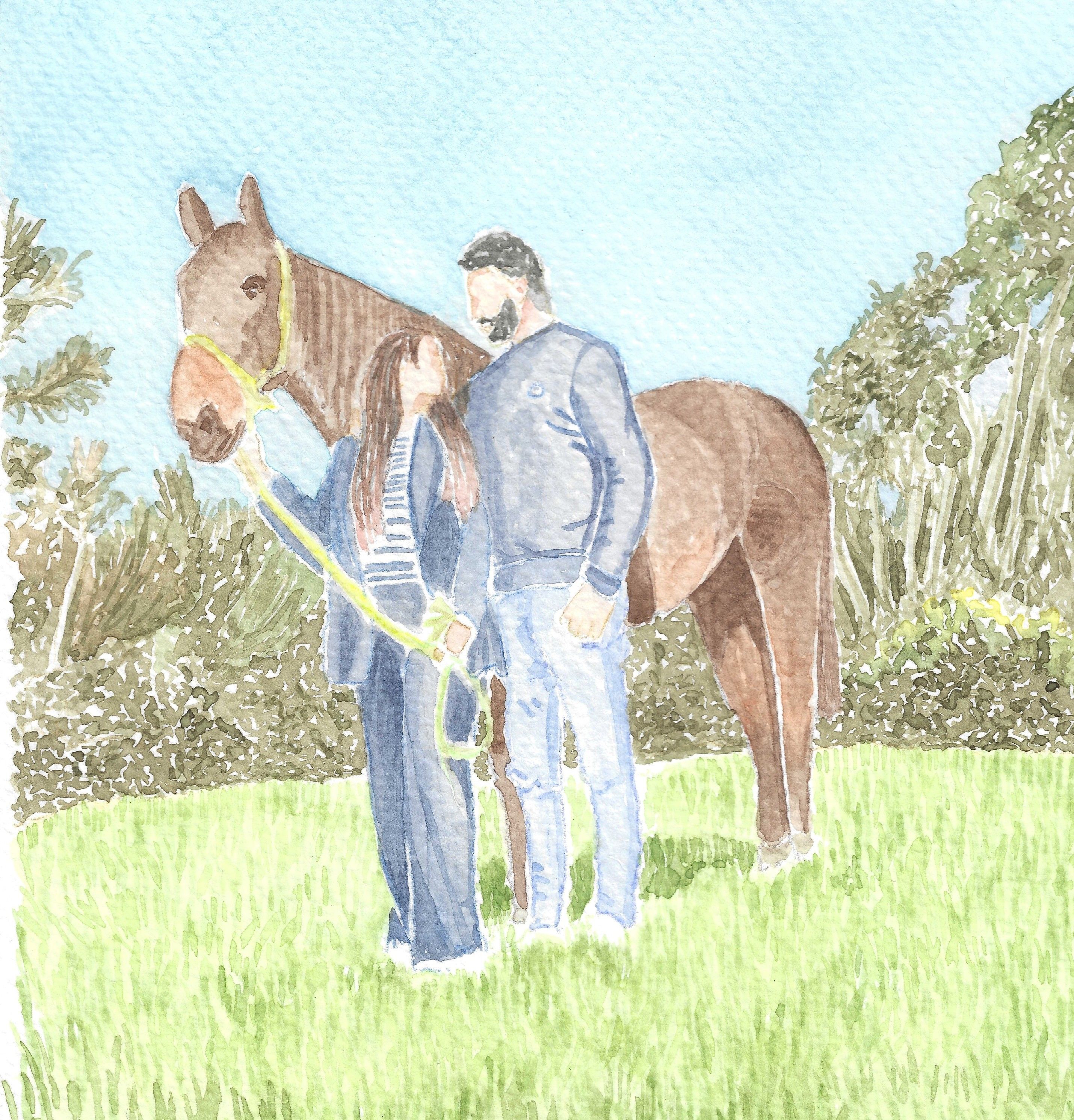 Retrato de Pareja en acuarela Acuarela (Basado en foto) - imagen 2
